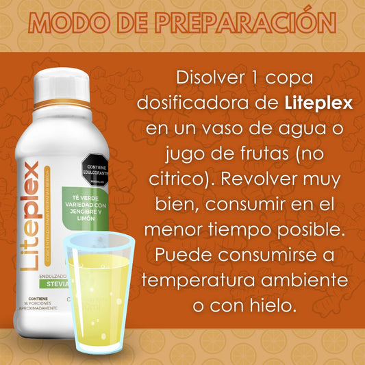 Liteplex - Concentrado de Te Verde con Jenjibre y Limón - Reg. INVIMA PSA-000932-2017